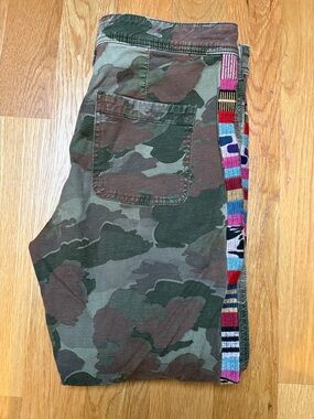 Anthropologie Wanderer Camo Cargo Pants with Colorful Side Stripe